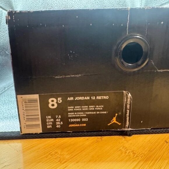 Size 8.5 - PSNY x Air Jordan 12 Retro Grey Jumpman Athletic Shoes 130690-003 - Picture 11 of 13